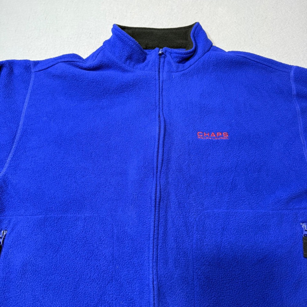 Chaps Ralph Lauren Fleece Jacket Full Zip Blue Mens Size L G